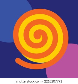 The colorful spiral pattern background is very eye-catching.