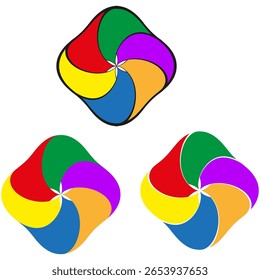 Motifs de spirale colorés. formes d'Image vectorielle Abstrait. Illustration de cercle dynamique. Des éléments artistiques vibrants.
