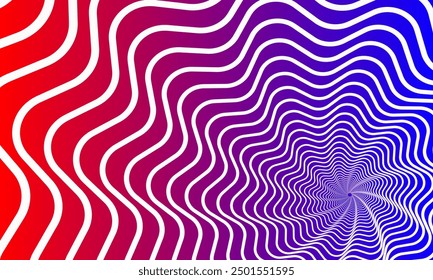 Una espiral colorida con rayas rojas, blancas y azules. La espiral es curva y tiene muchos detalles