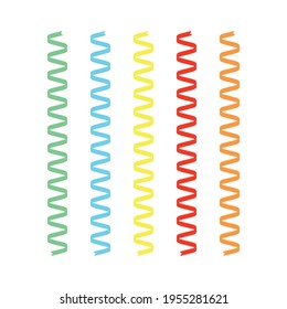 Colorful spiral ribbons, isolated, vector illustration on white background.