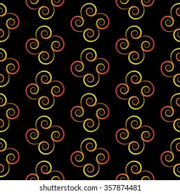Colorful spiral seamless pattern on black background