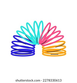 Colorful spiral spring toy isolated on white background.