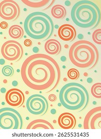 Colorful Spiral Swirls Seamless Pattern Background