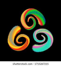 Colorful spiral vector shape illustration on black background