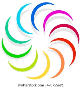 Colorful spirally design element, abstract geometric motif, symbol, logo