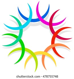 Colorful spirally design element, abstract geometric motif, symbol, logo