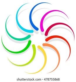 Colorful spirally design element, abstract geometric motif, symbol, logo