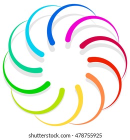 Colorful spirally design element, abstract geometric motif, symbol, logo
