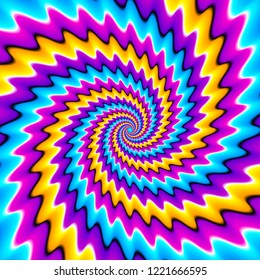 Colorful spirals. Optical expansion illusion.