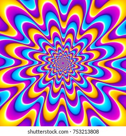 Colorful spirals. Optical expansion illusion.