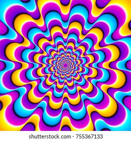 Colorful spirals. Optical expansion illusion.