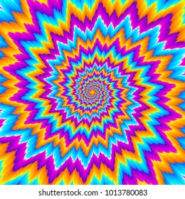 Colorful spirals. Optical illusion of movement.