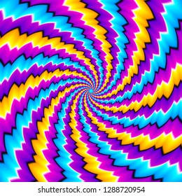 Colorful spirals. Spin illusion.