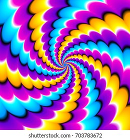 Colorful spirals. Spin illusion.
