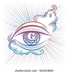 Colorful spiritual eye vector design isolaed on white background