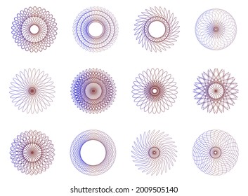 Colorful spirograph in gradient color set 1