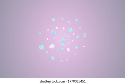Colorful Splash Abstract Blue Background. Hologram Christmas Dot Card. Fun Invitation. Colored Celebrate Design.