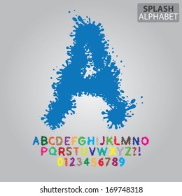 Colorful Splash Alphabet and Numbers Vector
