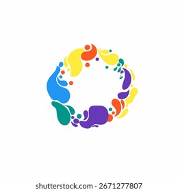 Diseño circular colorido del chapoteo con los Elementos Abstractas en fondo negro