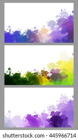 Colorful splash decorated, creative horizontal business card set on grey background.