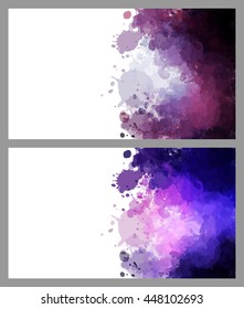 Colorful splash decorated, creative horizontal business card set on grey background.