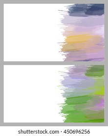 Colorful splash decorated, creative horizontal business card set on grey background.