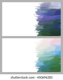 Colorful splash decorated, creative horizontal business card set on grey background.