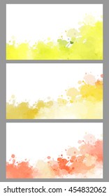 Colorful splash decorated, creative horizontal business card set on grey background.