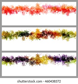 Colorful splash decorated, creative horizontal business card set on grey background.