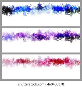 Colorful splash decorated, creative horizontal business card set on grey background.
