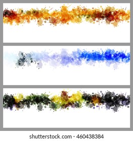 Colorful splash decorated, creative horizontal business card set on grey background.