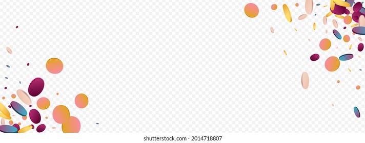 Colorful Splash FallingFestive Panoramic Transparent Background. Hologram Independence Dust Banner. Carnaval Texture. Holographic Transparent Design.