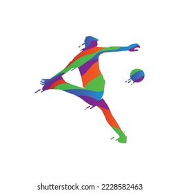 Colorful splash illustration football player design vector