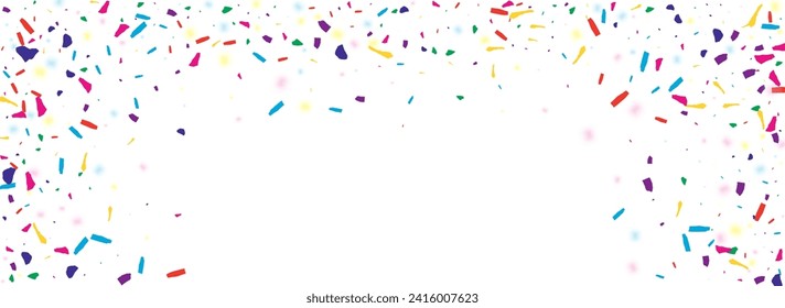 Colorful Splash Invitation Vector Transparent Panoramic Background. Saturated Happy Round Banner. Cheerful Fraction Carnival Texture. Rainbow Shine Effect Invitation.