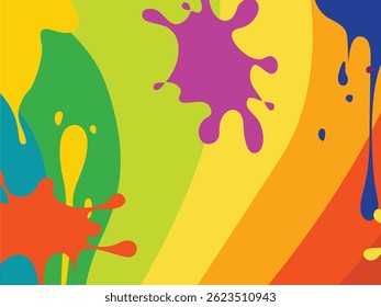 Colorful splash oil graffiti ink strips vector background