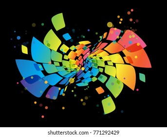 Colorful splash on black background, bright design element