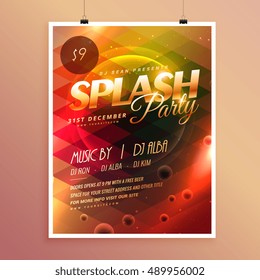 colorful splash party invitation flyer poster template