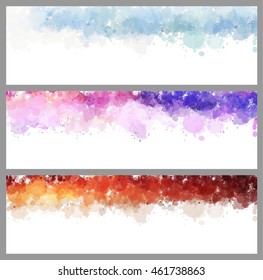 Colorful splash set. Creative horizontal business card on white background.