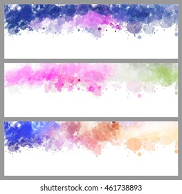 Colorful splash set. Creative horizontal business card on white background.