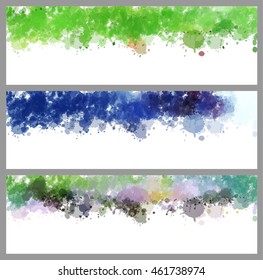 Colorful splash set. Creative horizontal business card on white background.
