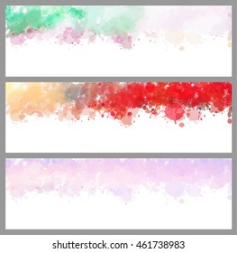 Colorful splash set. Creative horizontal business card on white background.