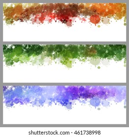 Colorful splash set. Creative horizontal business card on white background.