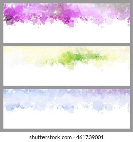 Colorful splash set. Creative horizontal business card on white background.