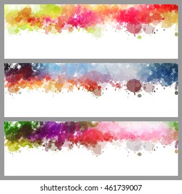 Colorful splash set. Creative horizontal business card on white background.