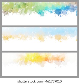 Colorful splash set. Creative horizontal business card on white background.
