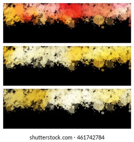 Colorful splash set. Creative horizontal business card on black background.