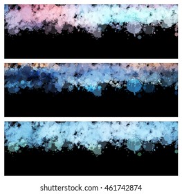 Colorful splash set. Creative horizontal business card on black background.