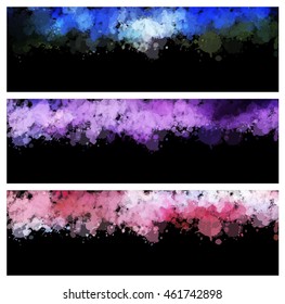 Colorful splash set. Creative horizontal business card on black background.