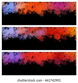 Colorful splash set. Creative horizontal business card on black background.
