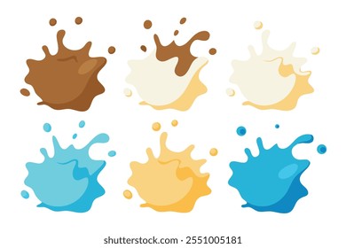 
Splash colorido conjunto isolado vetor plano ilustração no fundo branco